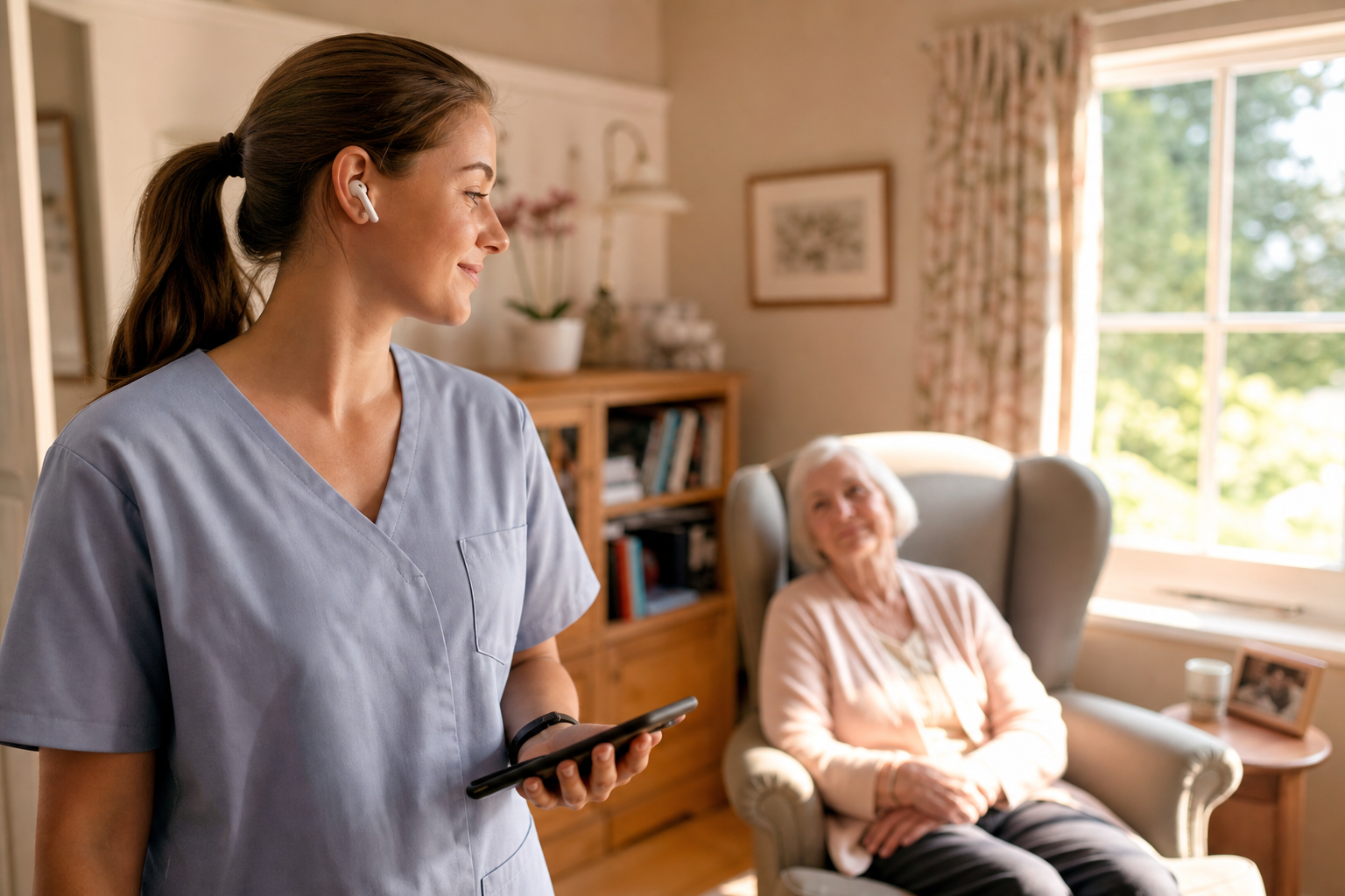Hands-free voice logging during a visit.